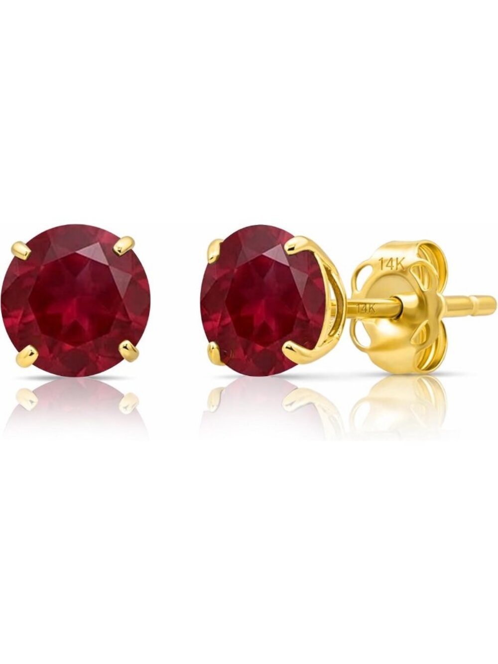 6MM Round Birthstone Stud Earrings in 10K/14K Gold - Elegant Gemstone Jewelry